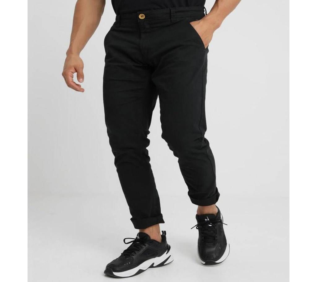 Black Gabardine/Twill Pant For Men