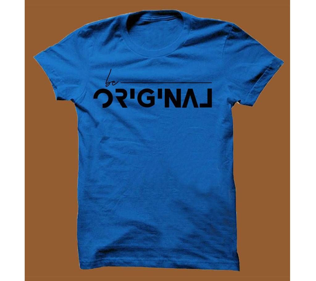 Royel Blue Cotton Short Sleeve T-Shirt for Men RBTS006