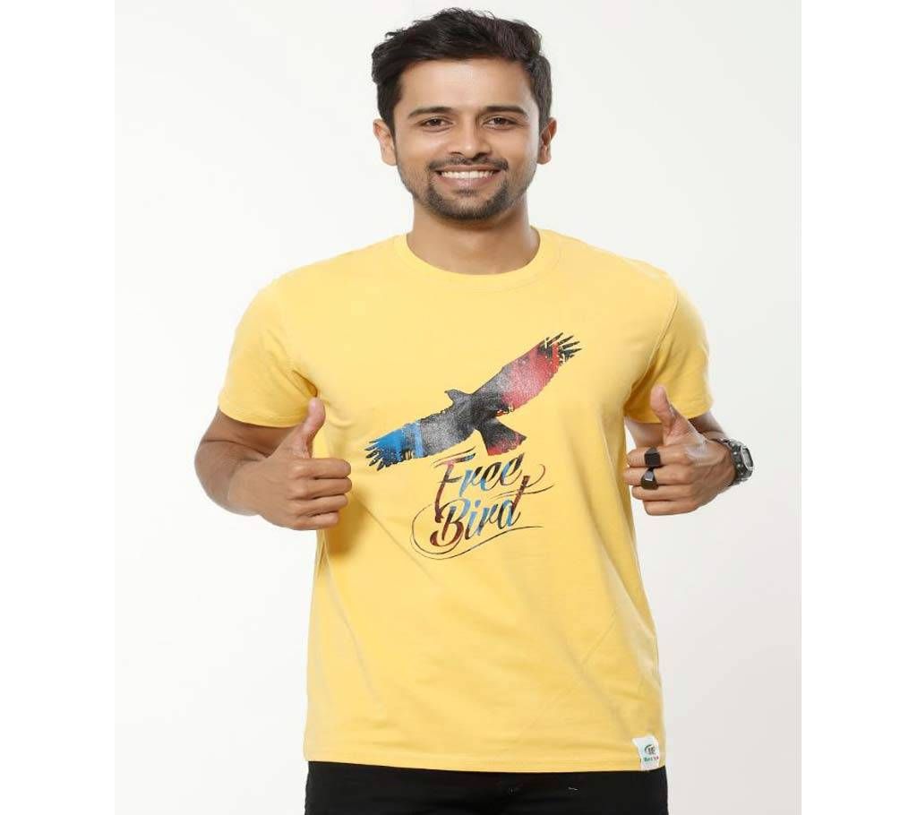 Cotton Half Sleeve T-Shirt For  Men Yellow 