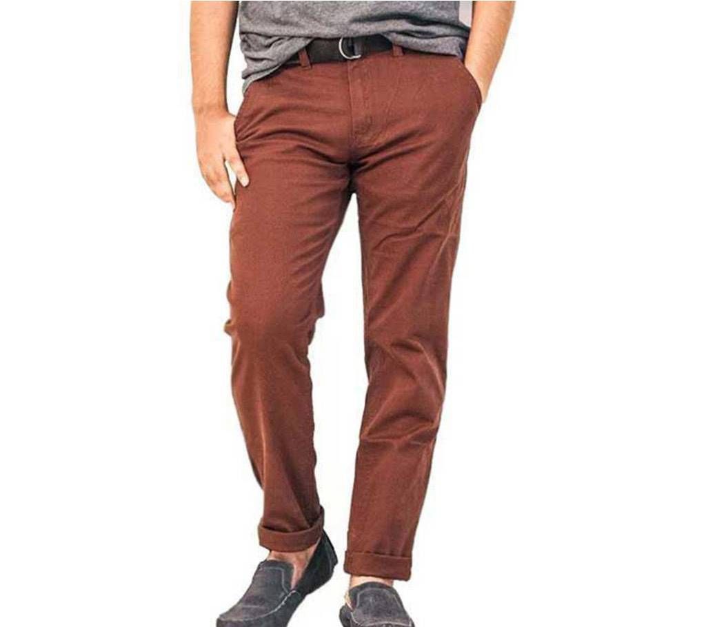Brown Twill Gabardine Pant for Men