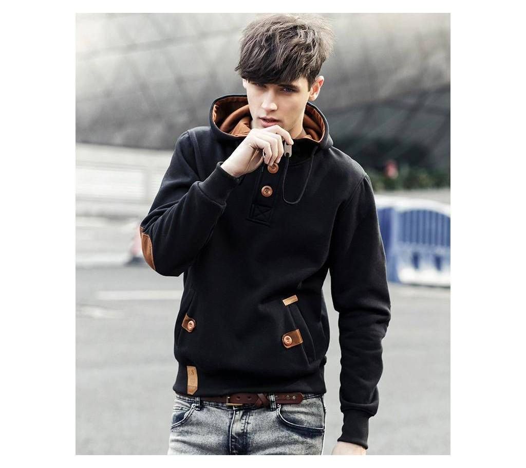 Winter Menge Full Sleeve Jacket / Fabric: Belaser / Color Black / Hood Inside Fabric Cotton Forest Laser Potty Button Pelletic Color Golden Fabrication: GS, M, GSM 270  Stylish design fits with modernity B: See: Product color in picture; For the reso