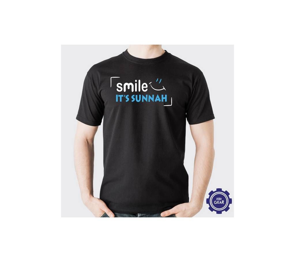 SMILE IT'S SUNNAH HALF SLEEVE TSHIRT (BLACK)