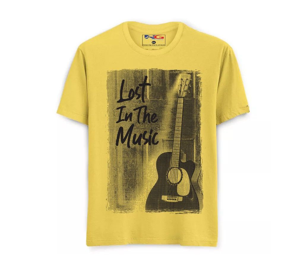 Summer Cotton Rubber print T-Shirt - Yellow - Lost In The Music