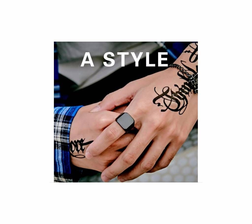 High Polished Signet Solid black Ring