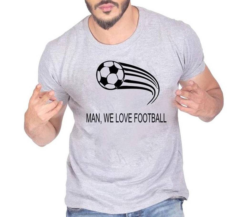 Mens Love Football Cotton Round Neck  t-shirt