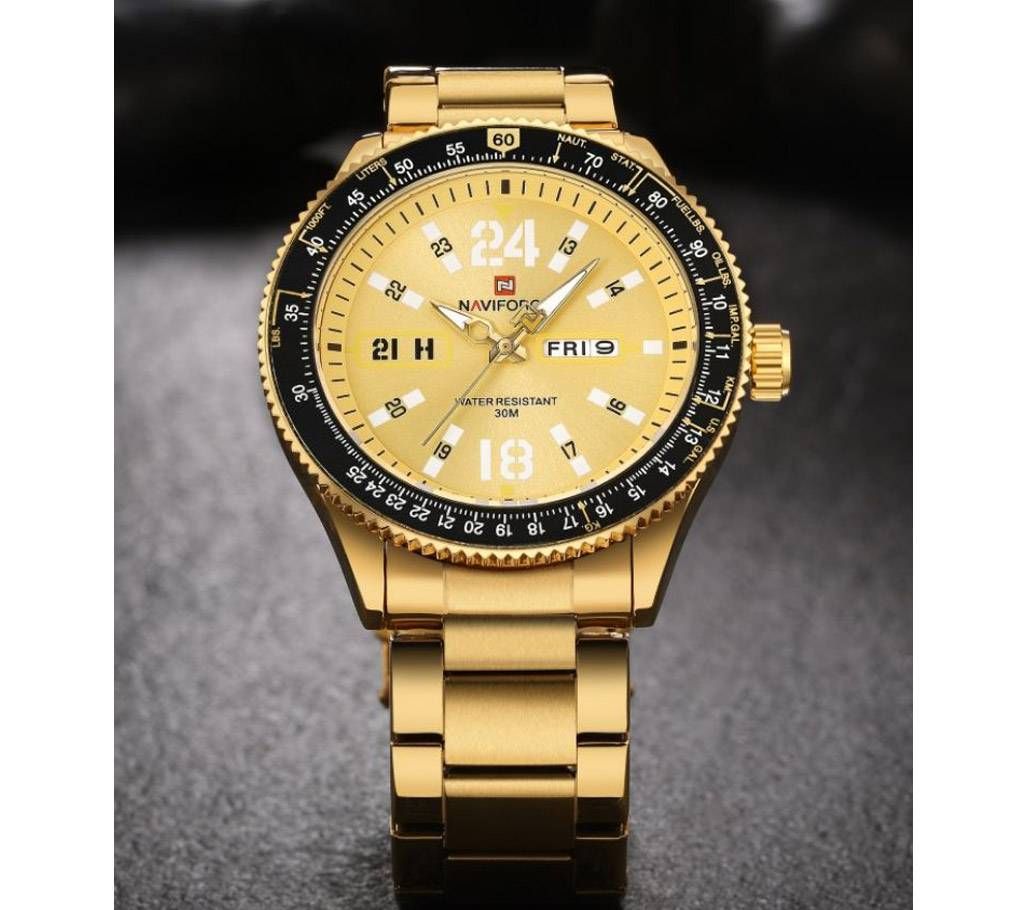 NAVIFORCE New Watch Date Week Military Army Business Steel Band Wrist Quartz Male Clock NF9102