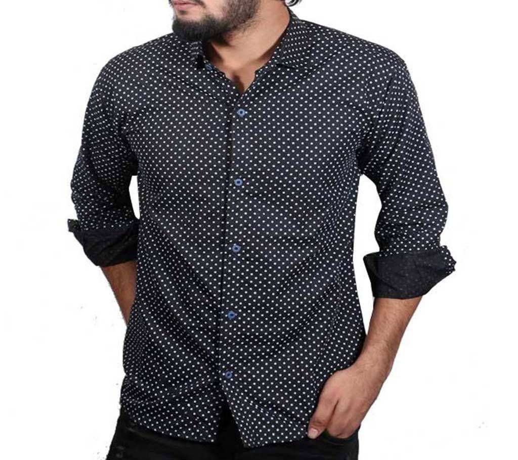 Black Long Sleeve Printed Shirt for Men