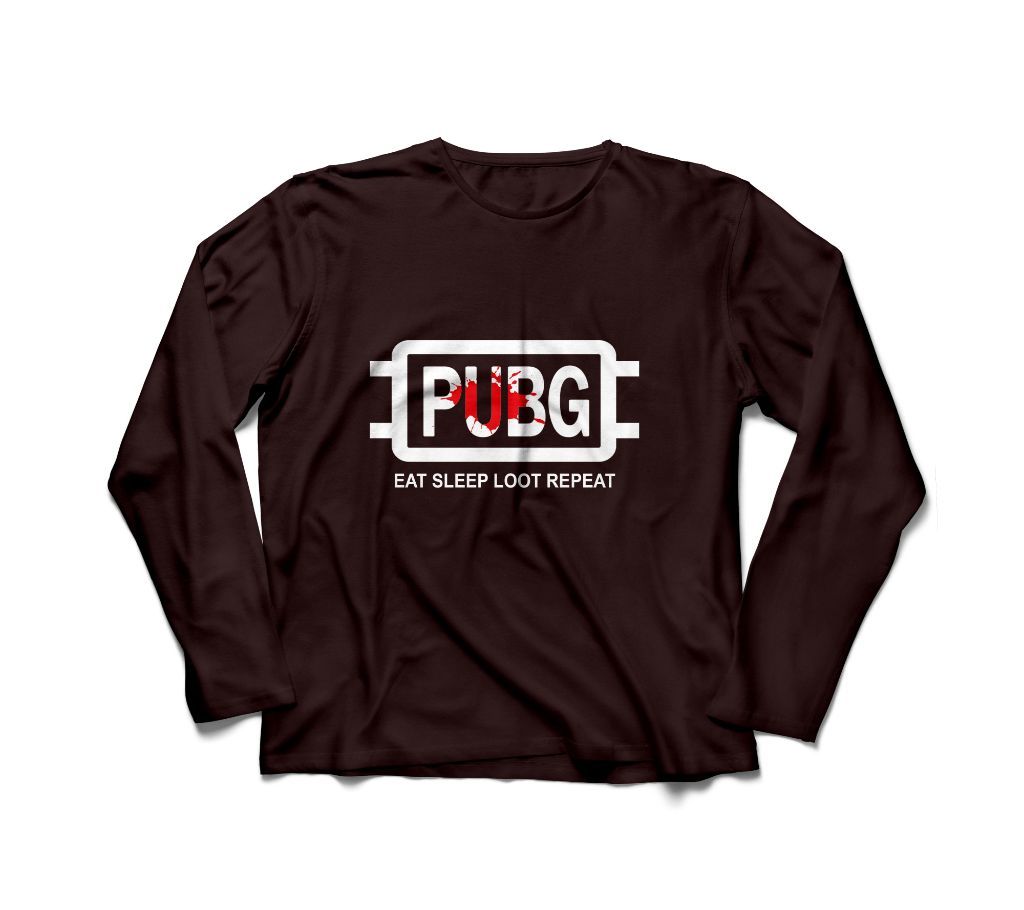 PUBG - PlayerUnknowns Battlegrounds High Quality Rubber Printed Full Sleeve Cotton T-shirt For Men