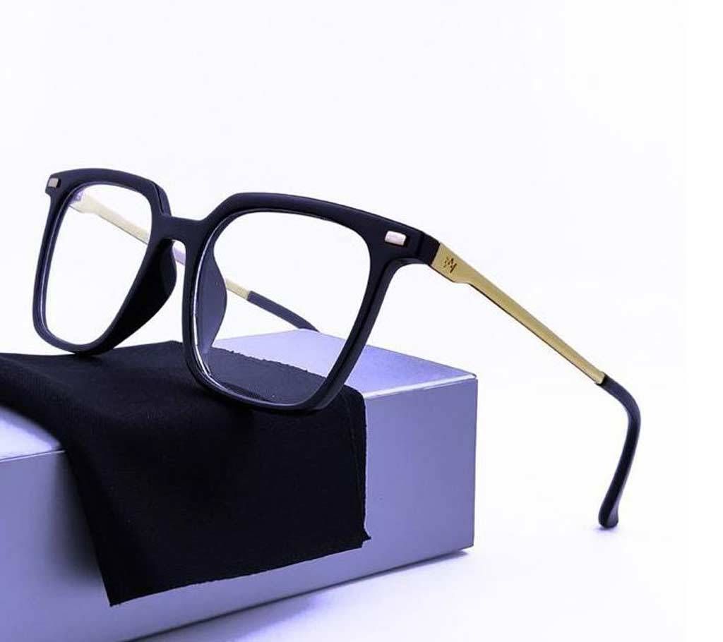 Black And Gold Steel Eye Wear Glasses For Men with Stylish Box