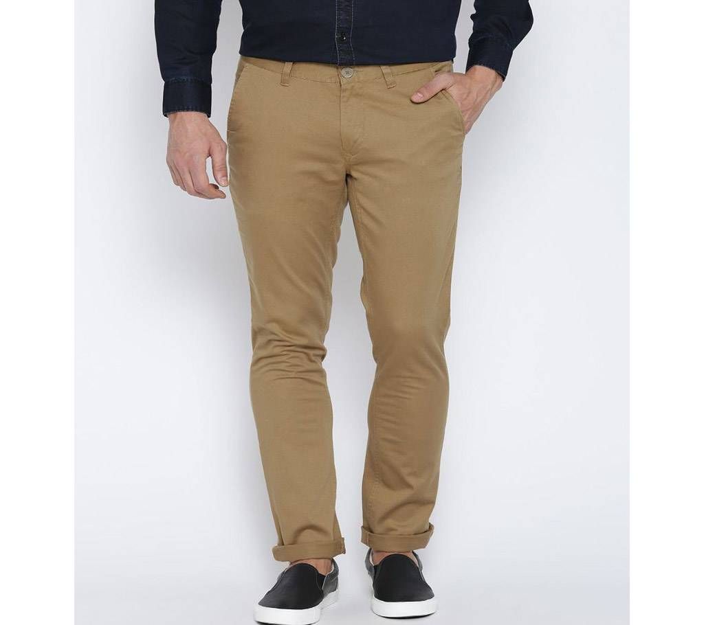 Brown Khaki Slim Fit Gabardine Pant