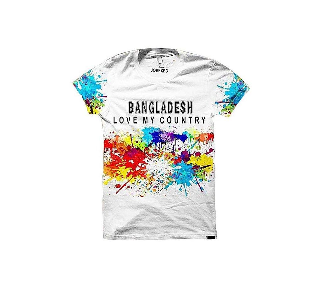 Bangladesh Designed Half Sleeve Cotton T-Shirt - White