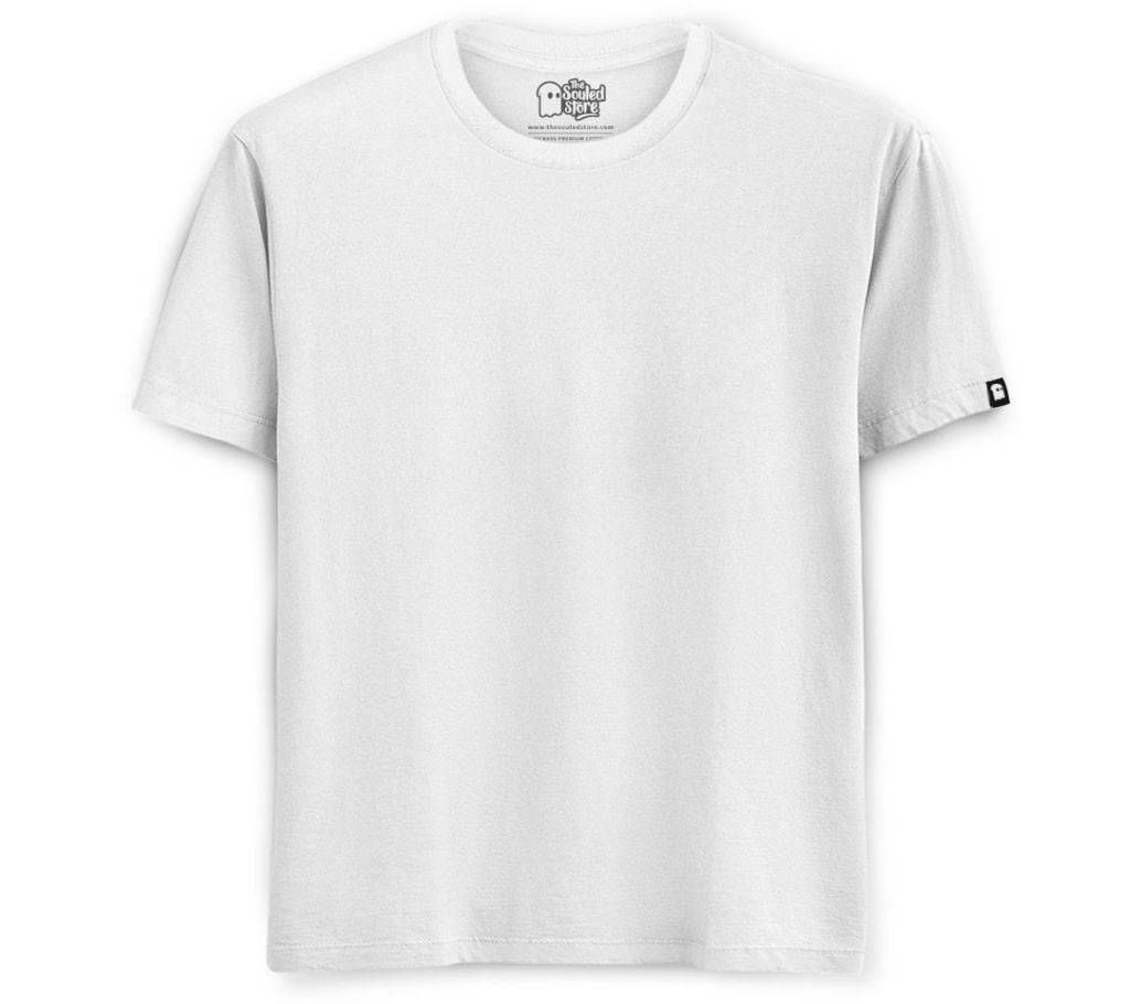 White Solid Cotton T-shirts