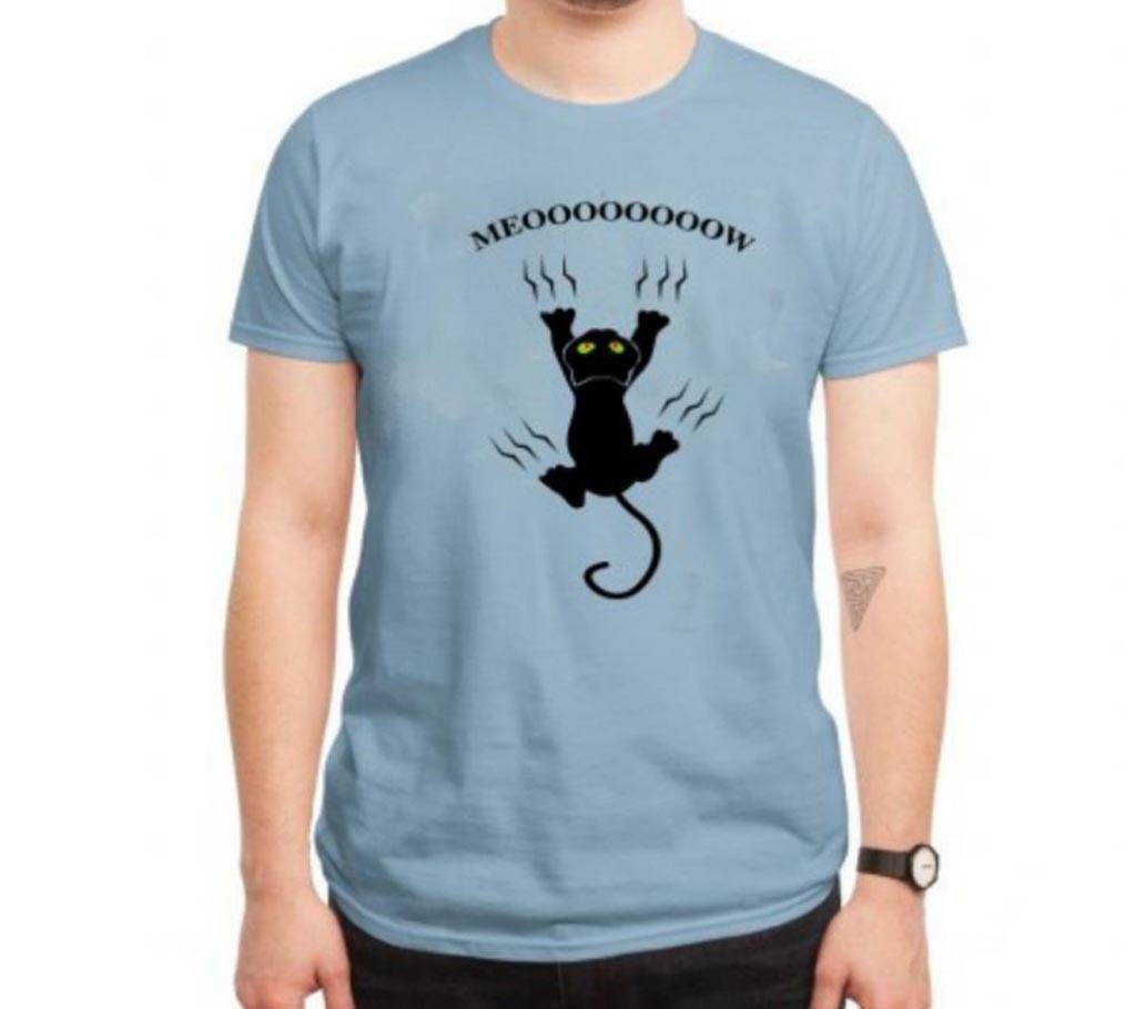 Meoooow Mens Half Sleeve Cotton Round neck  t-shirt