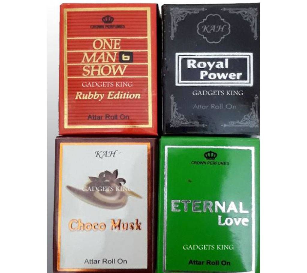 4 flavour mini concrented perfume  (attar)  ( One Man Show, Royal Power, Choclate, Eternal Love)-3ml-France 