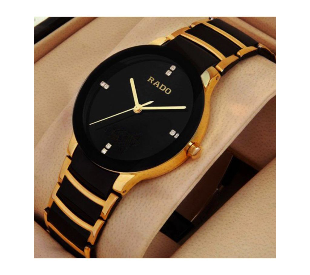 Stainless Steel Quartz Wrist Watch-Men - Black & Golden