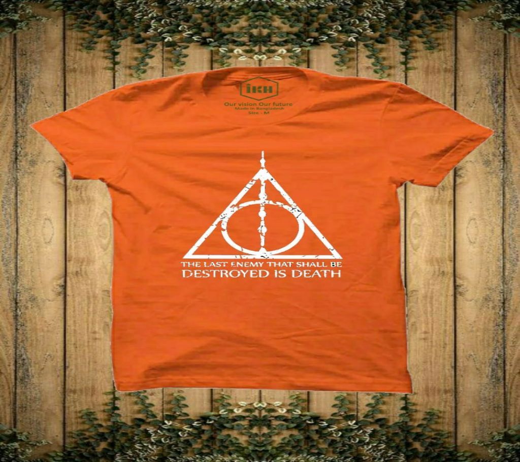  Design Rubber Print Half-Sleeve T-shirt For Men(Orange)