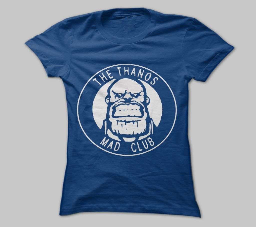 THE THANOS MAD CLUB NAVY BLUE COTTON TSHIRT FOR MEN