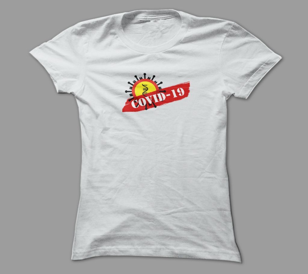 Covid-19 White Polyester T-Shirt