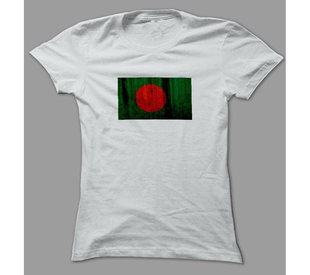 Bangladesh Flag White Polyester T-Shirt