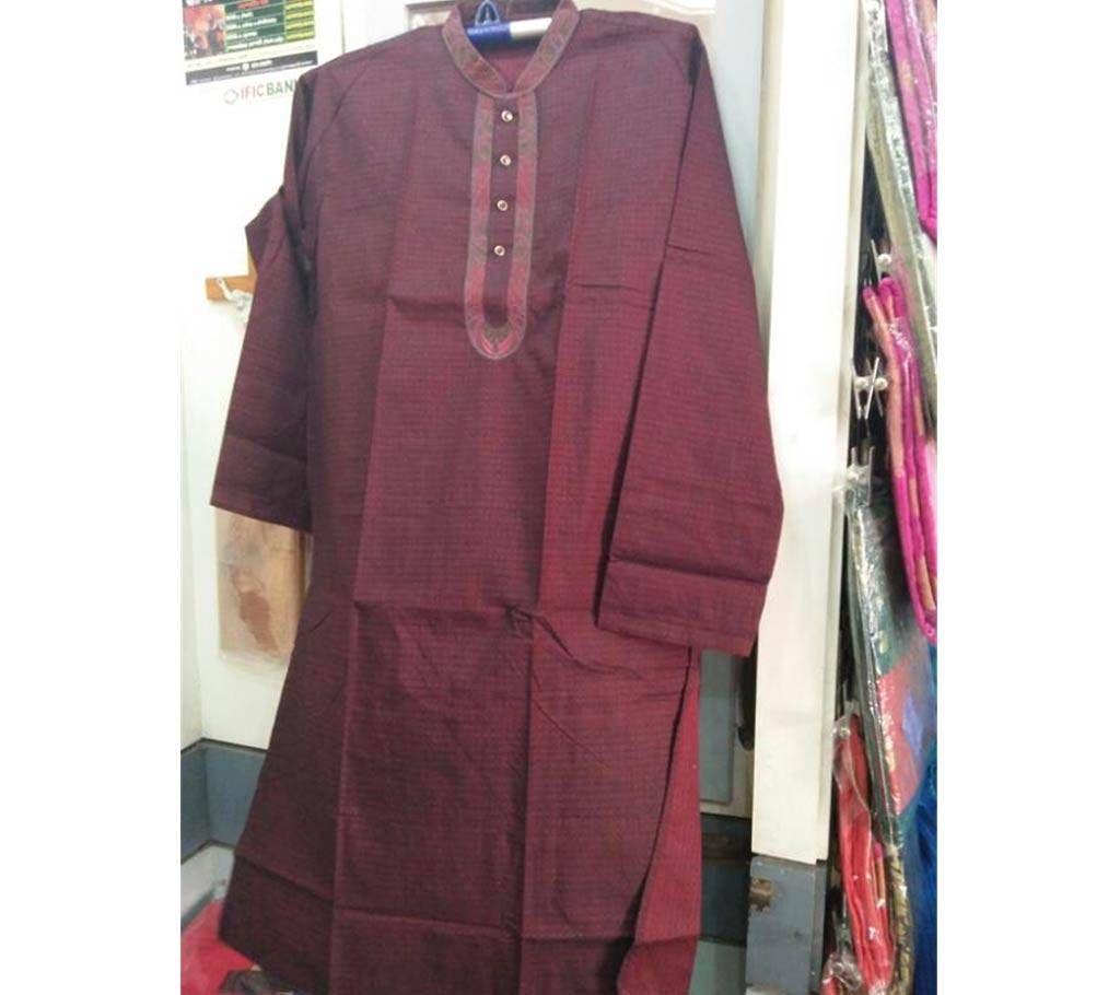 Coffee color cotton embroidery punjabi