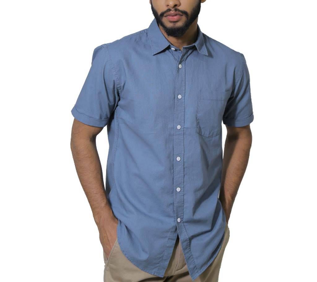 Grameen UNIQLO Linen short sleeve shirt_Blue

