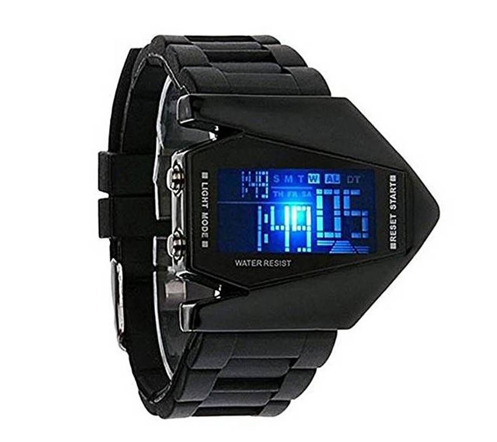 Black Silicone LED Watch for Men