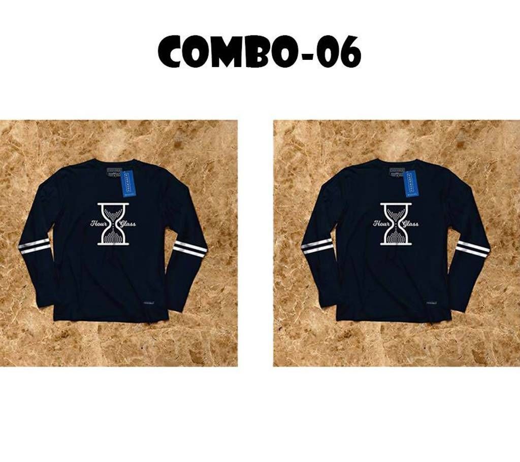 2pcs Deep Blue Full sleeve T-shirt Combo 