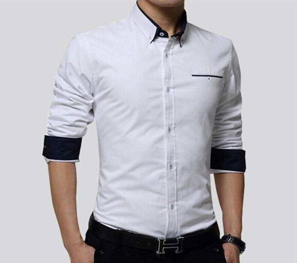 Off White Long Sleeve Casual Shirt for Men - 4