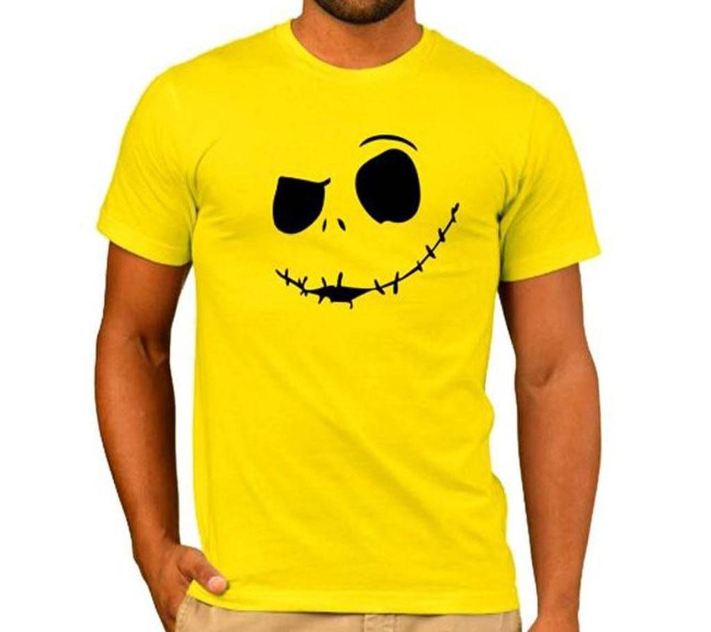 Mens Skull Football Cotton Round Neck  t-shirt