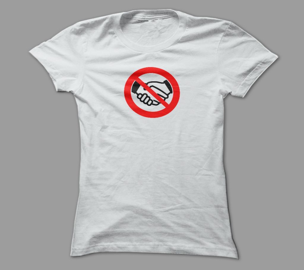 No HandShake White Polyester T-Shirt
