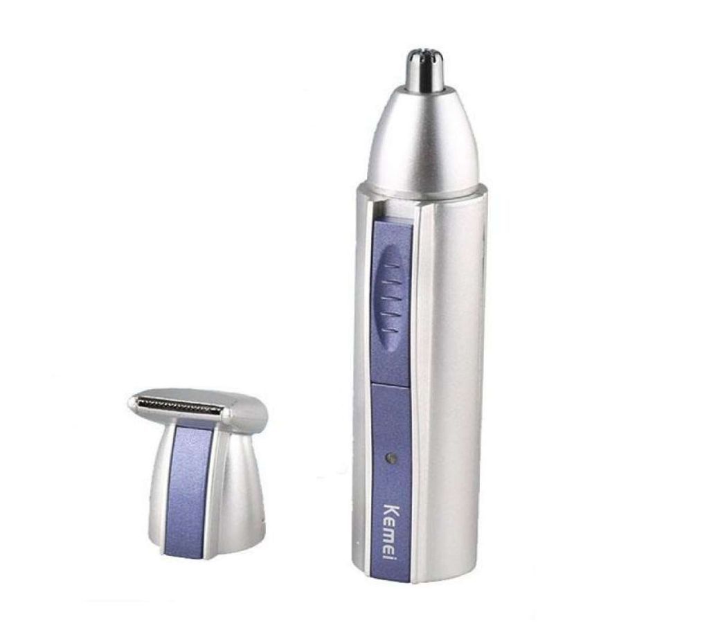 Kemei Km-3300 2 In 1 Rechargeable Nose Beard Ear Hair Trimmers-Silver