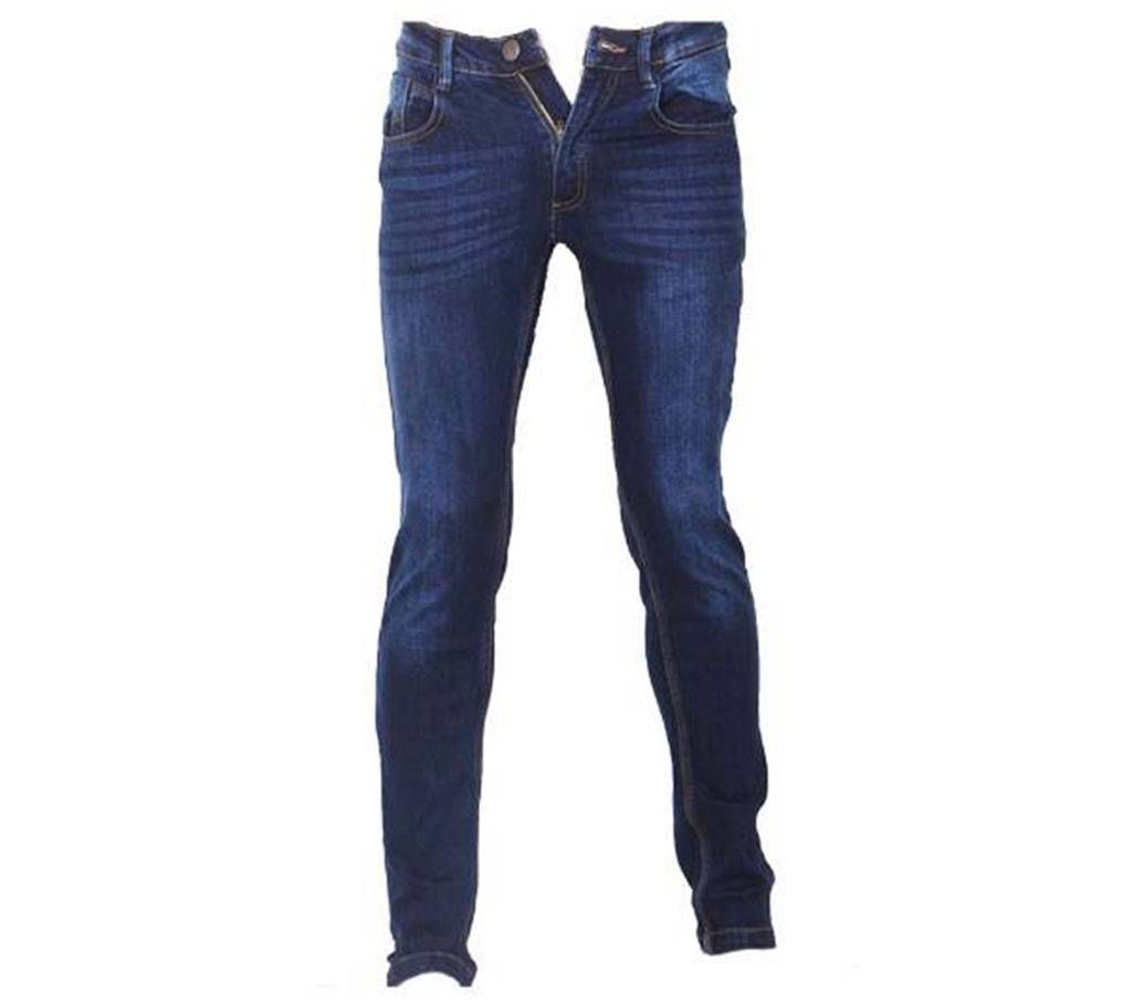Deep navy blue semi Narrow Stressed jeans pant