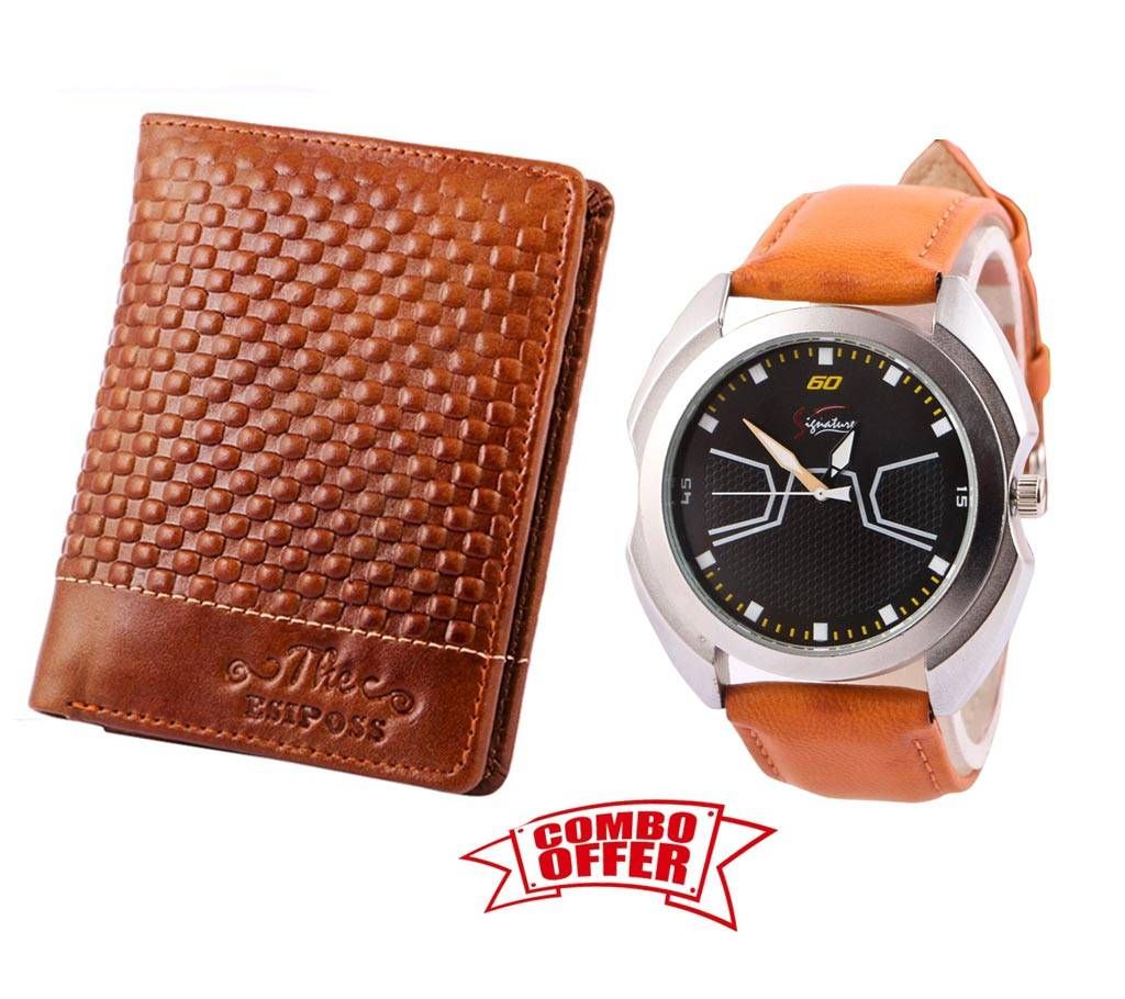 Esiposs Gents leather wallet. Fastrack watch