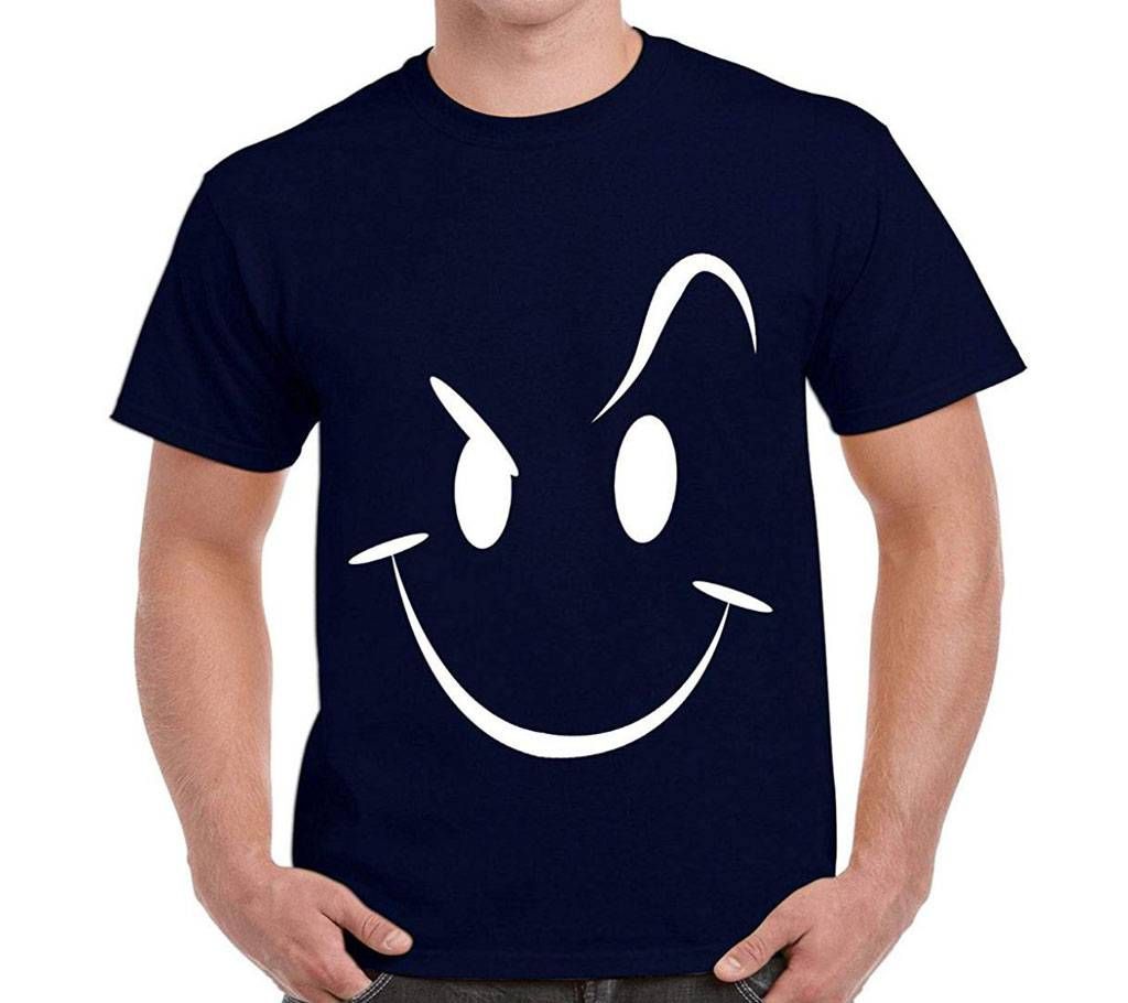 Mens Smiling Face Round neck  t-shirt