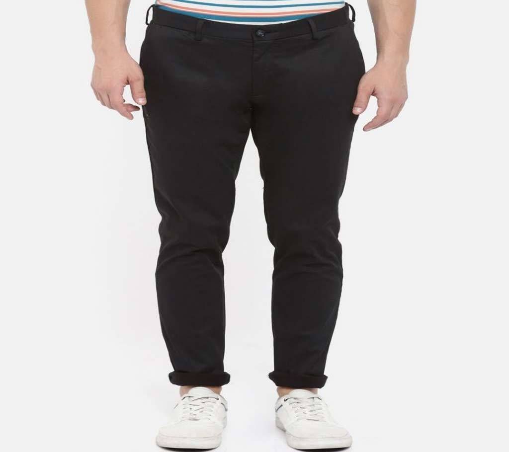 Men gabardine full pants Black - Narrow