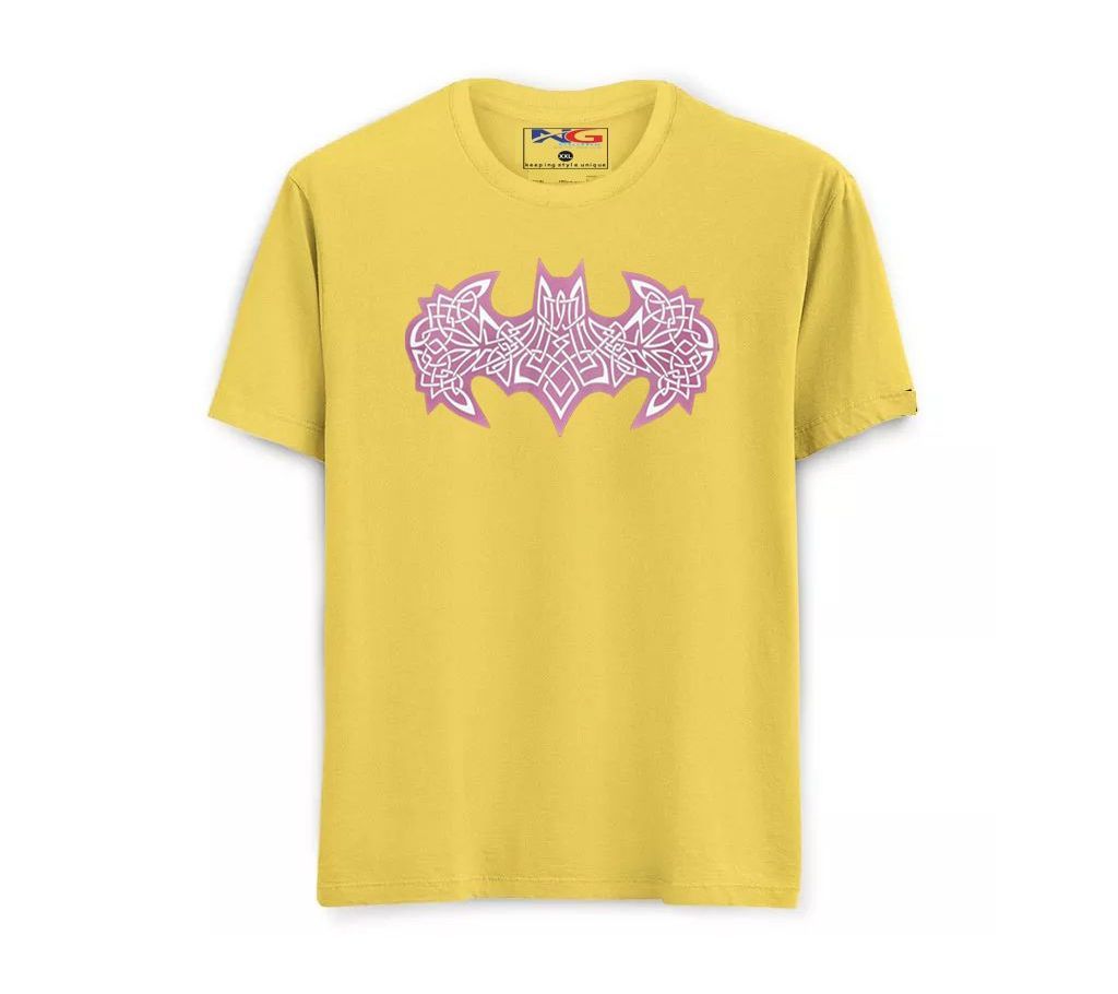 Summer Cotton Rubber print T-Shirt (Yellow - Batman)