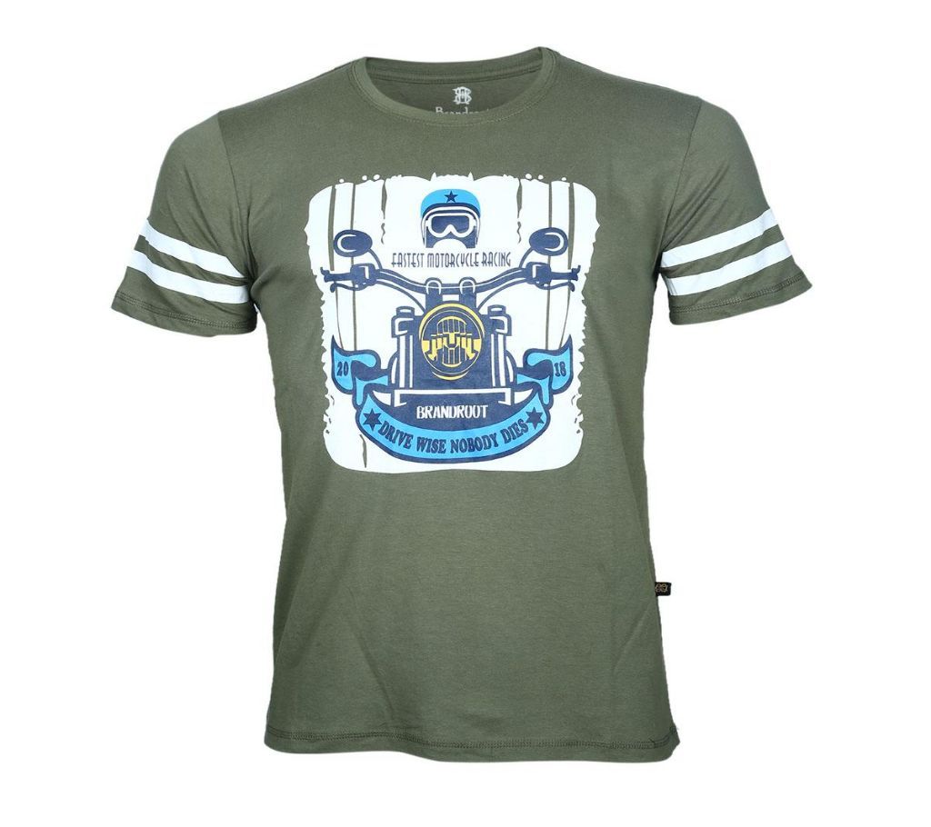 Olive Color Half Sleeve Cotton T Shirt