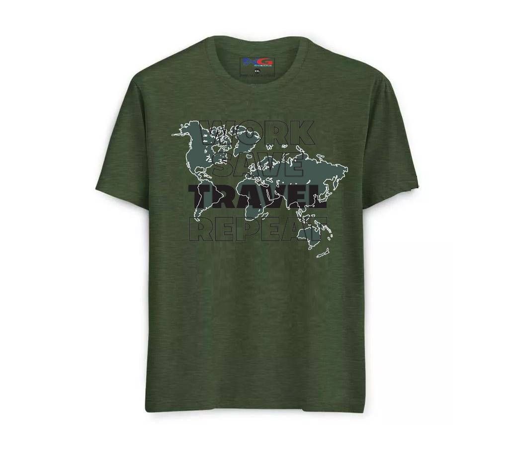 Cotton Rubber print T-Shirt - Green - Work Save Travel Repeat