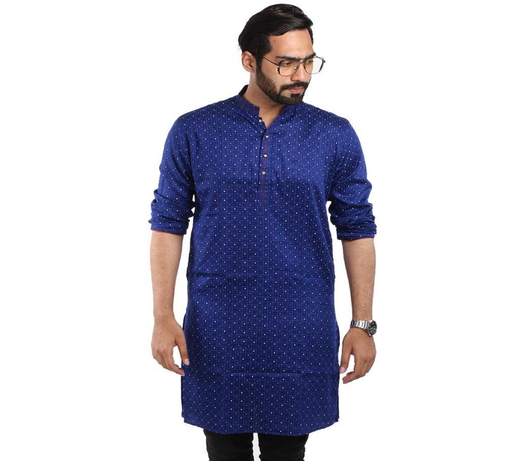 China Cotton Panjabi For Man - Blue with Dot Design - dd20