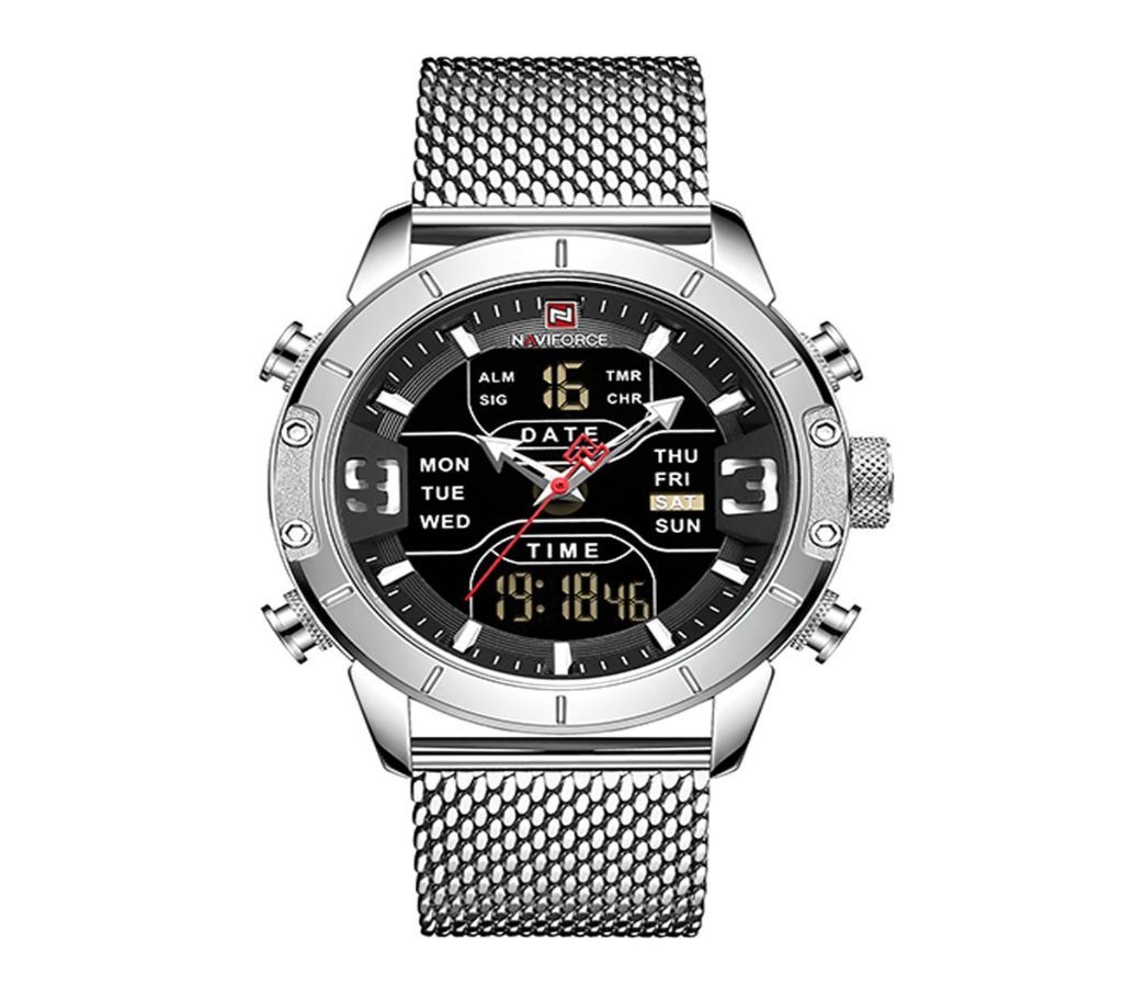 NAVIFORCE NF9153 Stainless Steel Dual Time Wrist Watch for Men - Silver