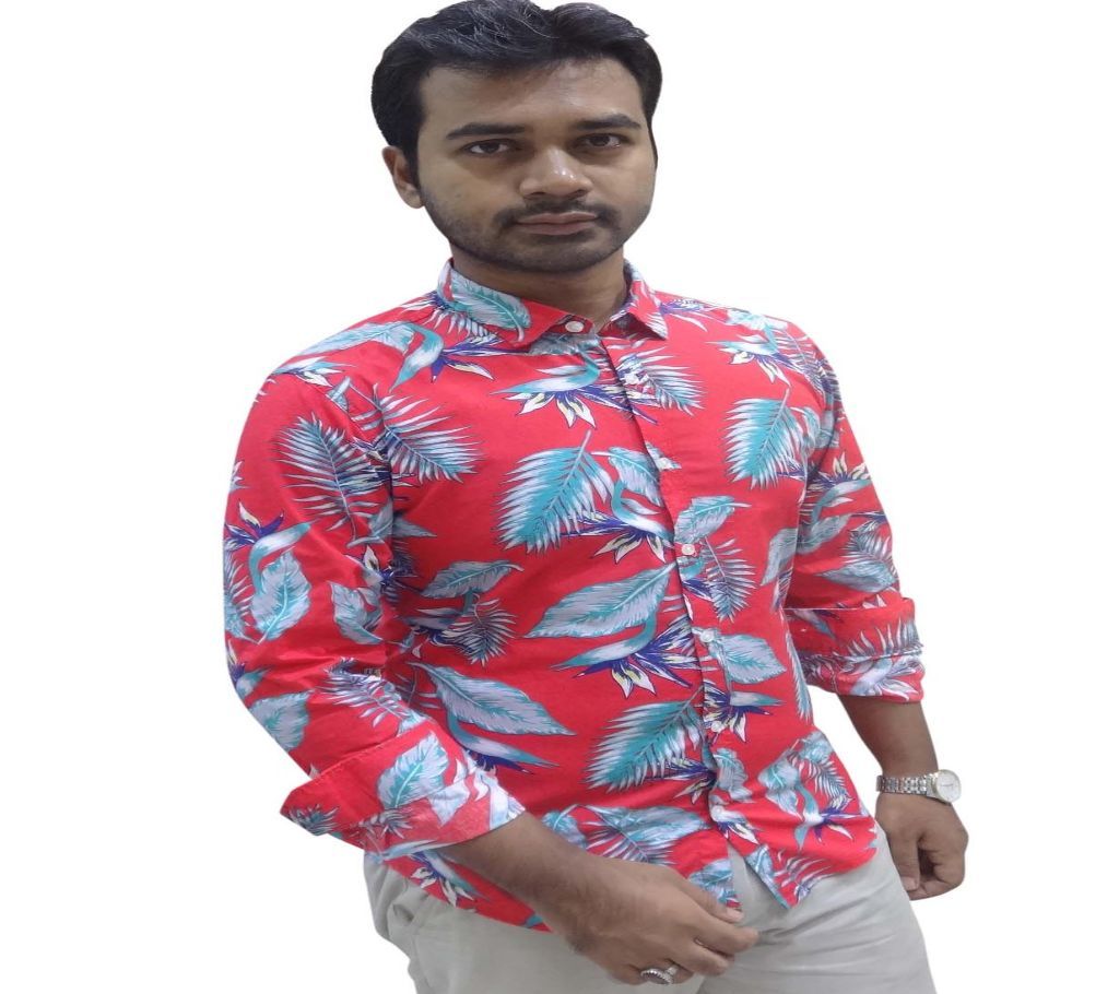 Floral Print-Red  casual shirt for men 