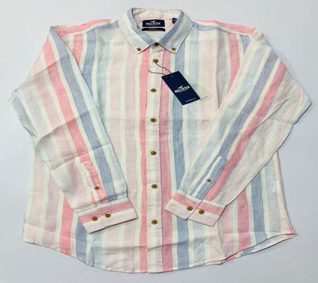 Full Sleeve Yarn Dyed Ramie Cotton Shirt for Men