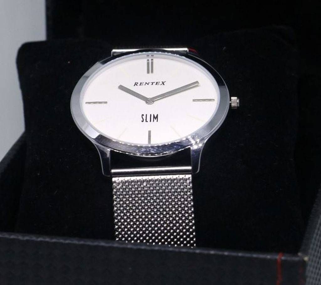 RENTEX Slim Dial Silver Color Watch for Men