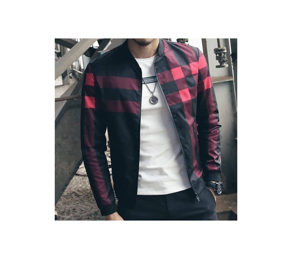 Black Maroon Stylish Bonded Jacket