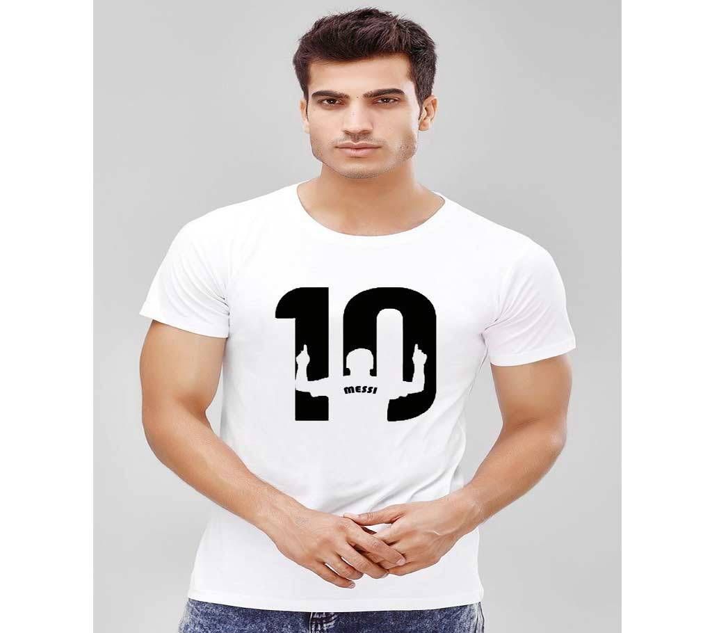 Messi 10 Graphic Print Round Neck T-Shirt for Men