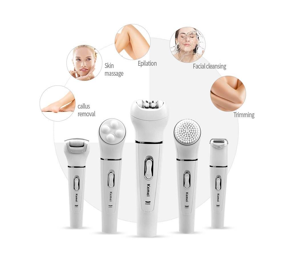 M-2199 (5 In 1) Ladies Hair Removal Epilator - White
