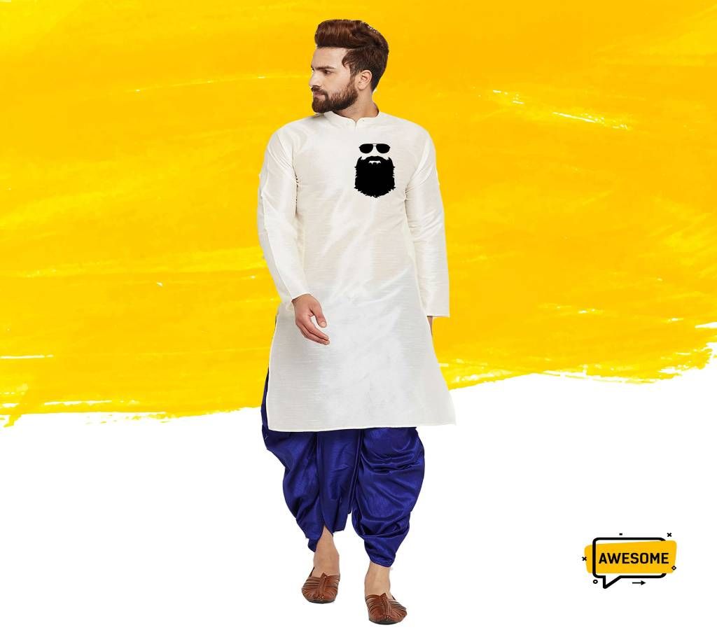 Off White Beard Semi Long Punjabi 
