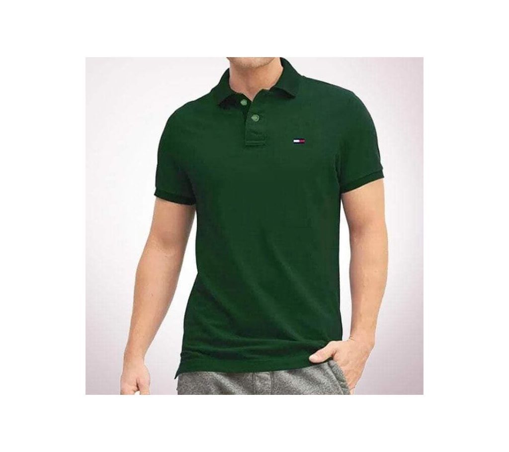 M - Mens Polo T-shirt - Solid Forest Green