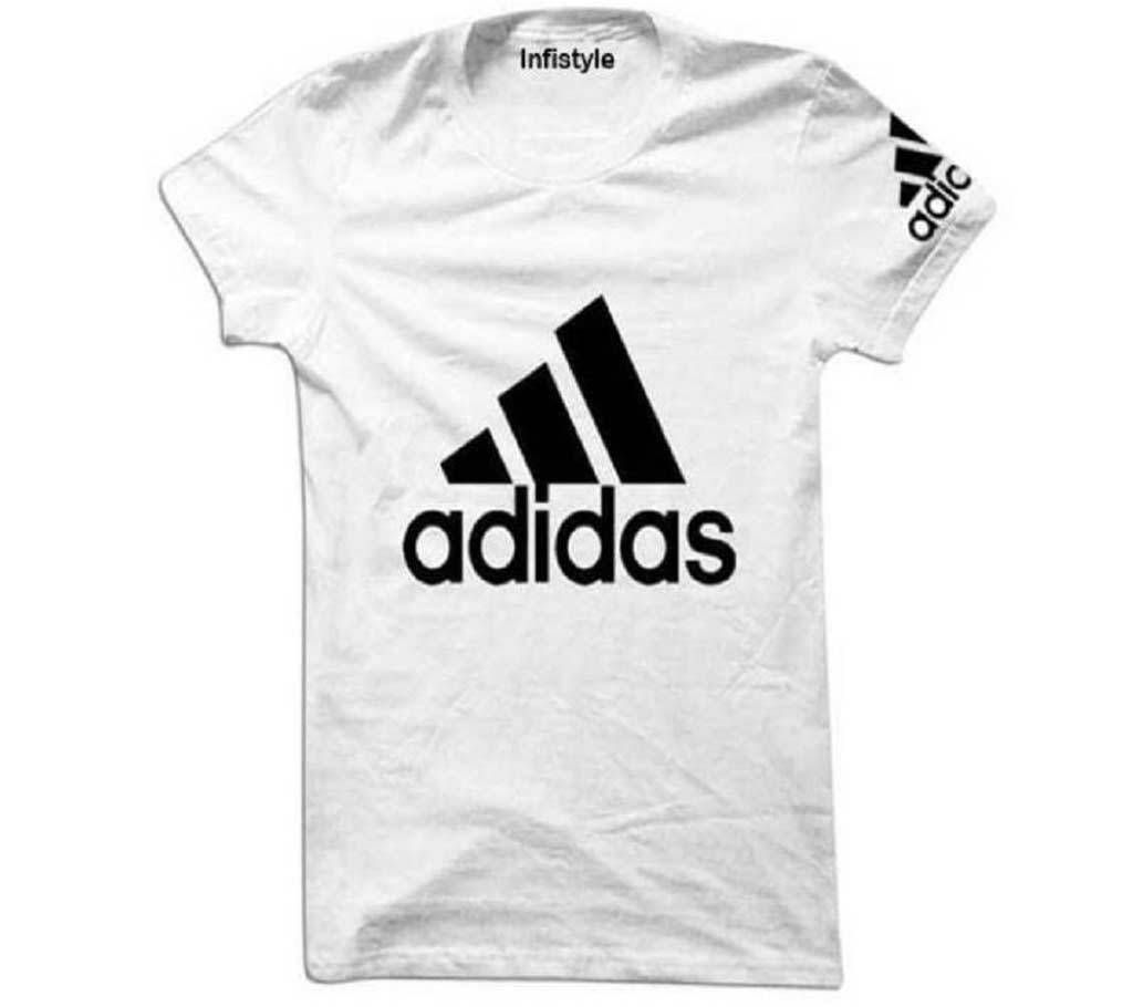 White Cotton Half Sleeve T-Shirt for Men