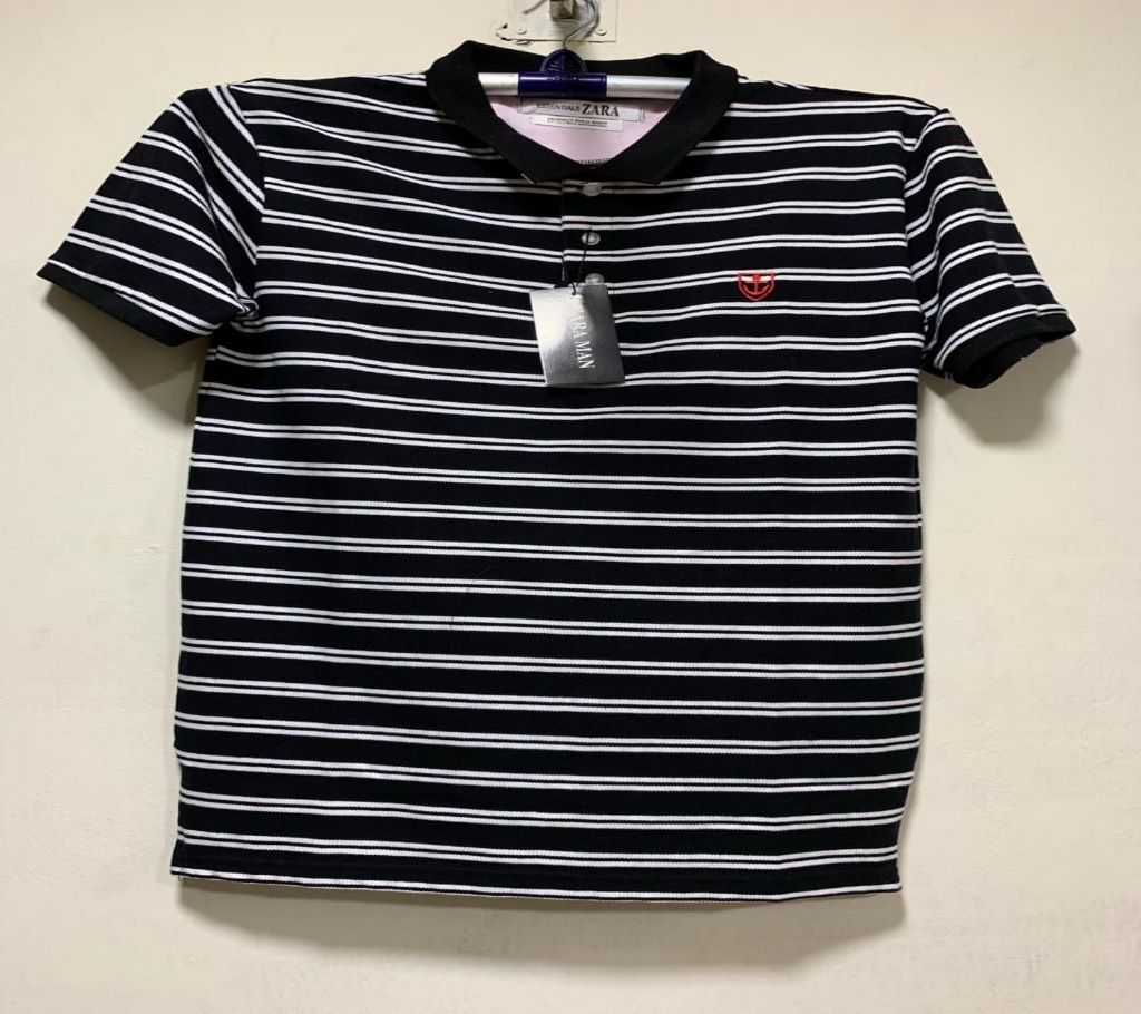 Trendy Men Polo T-shirt - Small Stripe Design - RTL